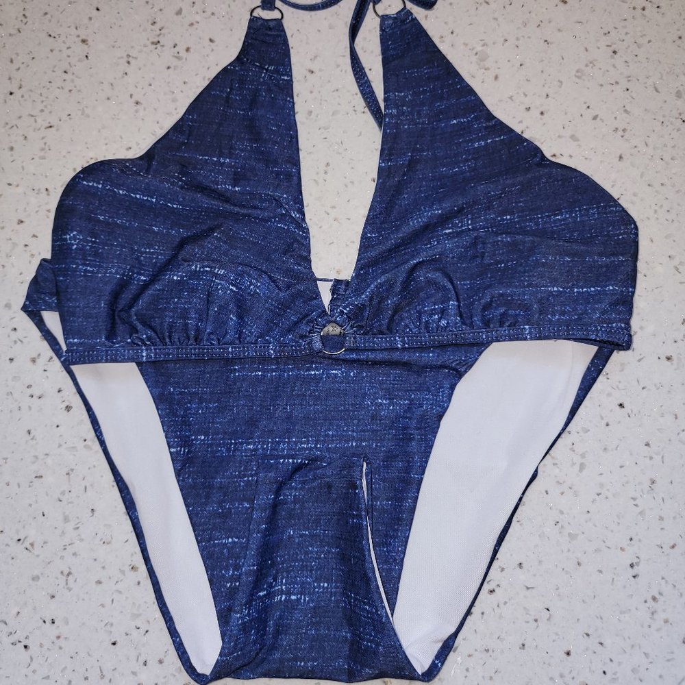 Shein Woman's Size 0XL Blue 3 Piece Swim Suit Set